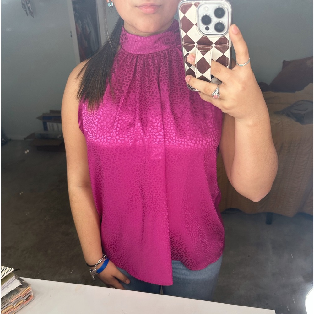 Magenta satin halter top